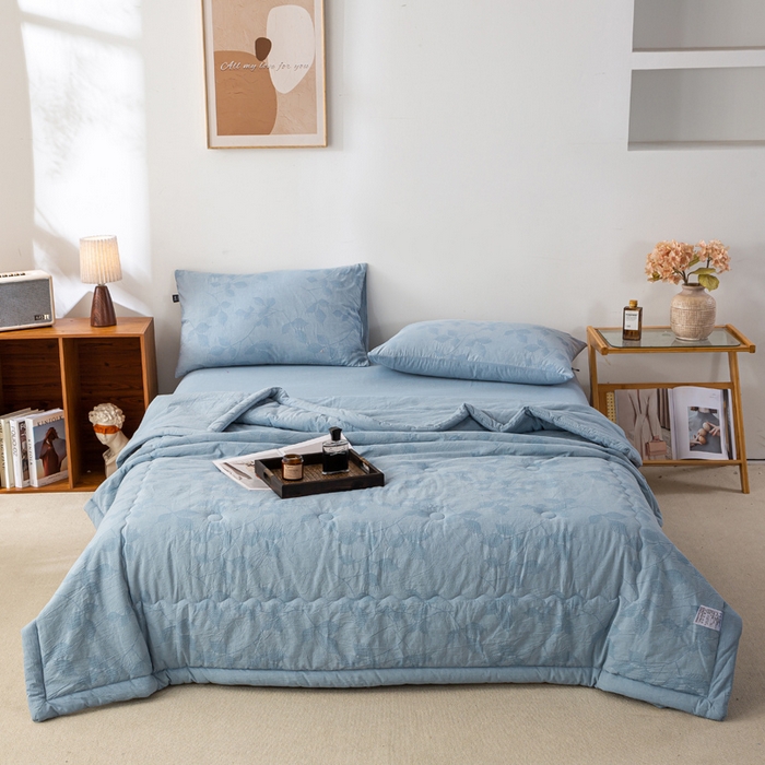 91家纺网 家纺一手货源 找家纺 恋人优选 2026新款樱花叶全棉提花夏被空调被 樱花叶-兰