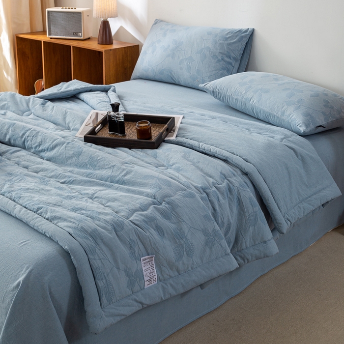 91家纺网 家纺一手货源 找家纺 恋人优选 2026新款樱花叶全棉提花夏被空调被 樱花叶-兰