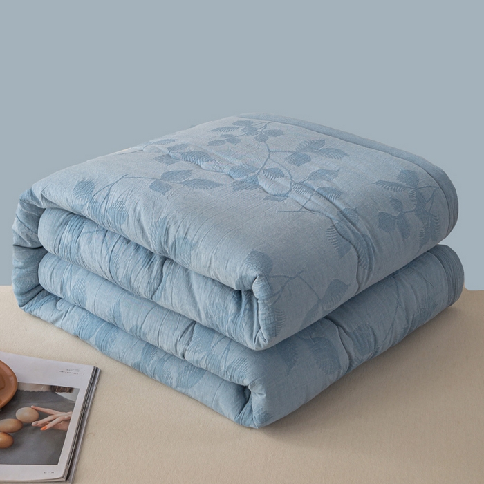 恋人优选 2026新款樱花叶全棉提花夏被空调被 樱花叶-兰
