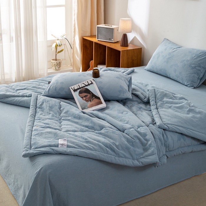 91家纺网 家纺一手货源 找家纺 恋人优选 2026新款樱花叶全棉提花夏被空调被 樱花叶-兰