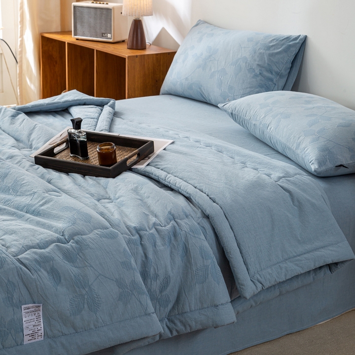 91家纺网 家纺一手货源 找家纺 恋人优选 2026新款樱花叶全棉提花夏被空调被 樱花叶-兰