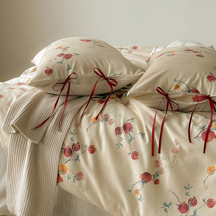 91家纺网 家纺一手货源 找家纺 双拼全棉水洗棉纯棉四件套ins简约北欧纯色床笠款套件