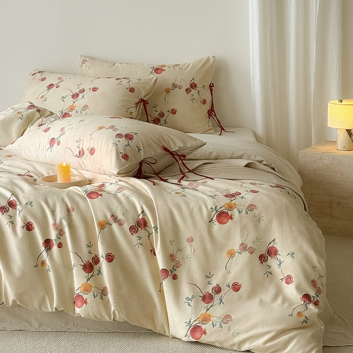 91家纺网 家纺一手货源 找家纺 Mr.pig猪先生水洗棉 2026新款A类棉麻四件套中古风全棉纯棉亚麻被套床单轻奢高档床上用品（供货价联系门市，展示价格为控价） 石榴