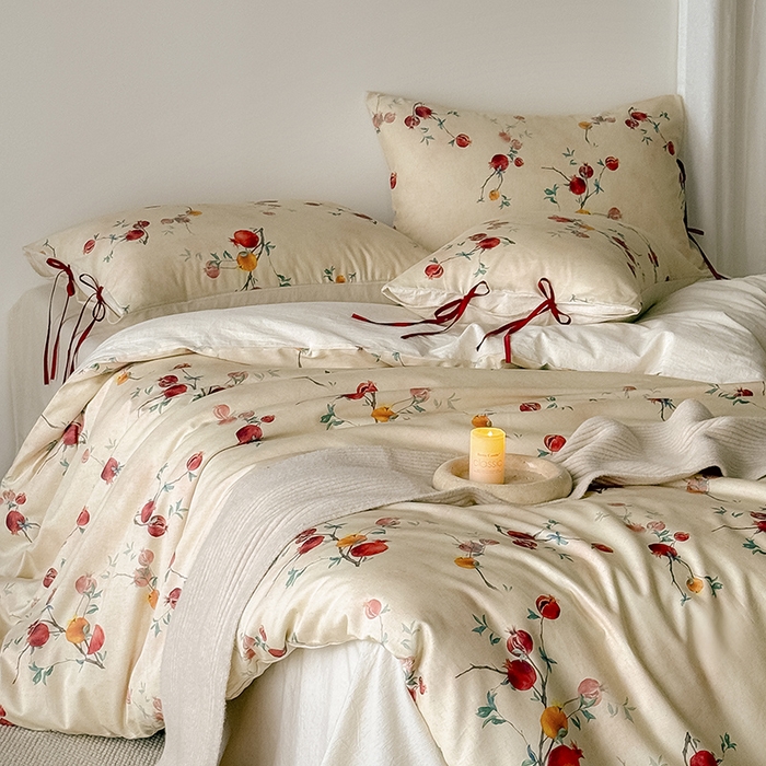 91家纺网 家纺一手货源 找家纺 Mr.pig猪先生水洗棉 2026新款A类棉麻四件套中古风全棉纯棉亚麻被套床单轻奢高档床上用品（供货价联系门市，展示价格为控价） 石榴