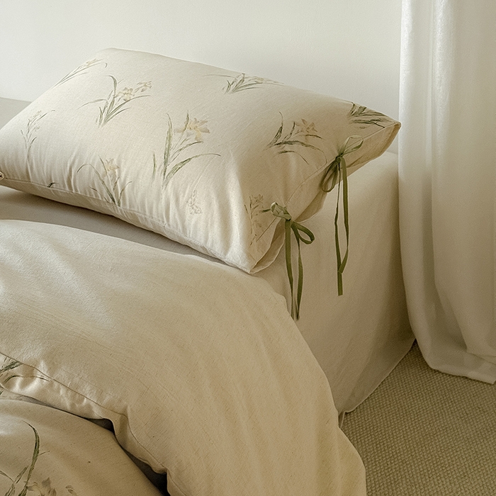 91家纺网 家纺一手货源 找家纺 Mr.pig猪先生水洗棉 2026新款A类棉麻四件套中古风全棉纯棉亚麻被套床单轻奢高档床上用品（供货价联系门市，展示价格为控价） 花韵玉兰