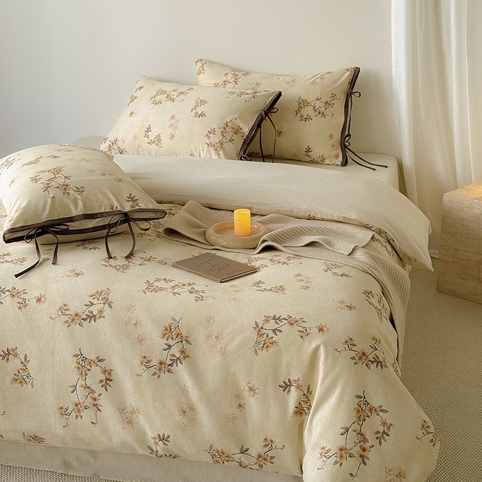 91家纺网 家纺一手货源 找家纺 Mr.pig猪先生水洗棉 2026新款A类棉麻四件套中古风全棉纯棉亚麻被套床单轻奢高档床上用品（供货价联系门市，展示价格为控价） 海棠广玉兰