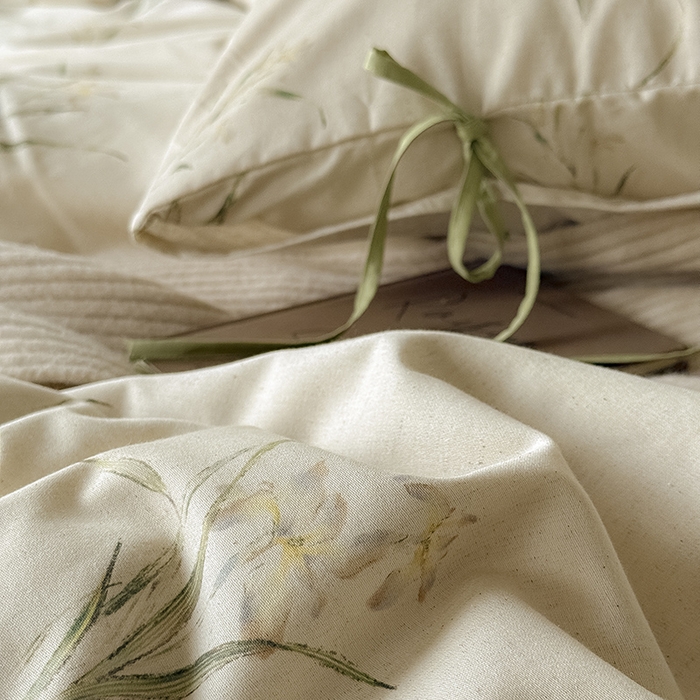 91家纺网 家纺一手货源 找家纺 Mr.pig猪先生水洗棉 2026新款A类棉麻四件套中古风全棉纯棉亚麻被套床单轻奢高档床上用品（供货价联系门市，展示价格为控价） 花韵玉兰