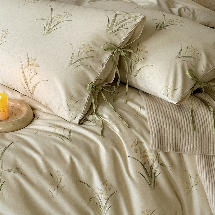 91家纺网 家纺一手货源 找家纺 Mr.pig猪先生水洗棉 2026新款A类棉麻四件套中古风全棉纯棉亚麻被套床单轻奢高档床上用品（供货价联系门市，展示价格为控价） 花韵玉兰