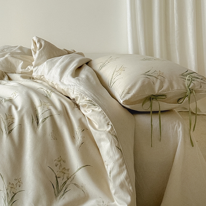 91家纺网 家纺一手货源 找家纺 Mr.pig猪先生水洗棉 2026新款A类棉麻四件套中古风全棉纯棉亚麻被套床单轻奢高档床上用品（供货价联系门市，展示价格为控价） 花韵玉兰