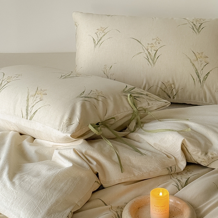 91家纺网 家纺一手货源 找家纺 Mr.pig猪先生水洗棉 2026新款A类棉麻四件套中古风全棉纯棉亚麻被套床单轻奢高档床上用品（供货价联系门市，展示价格为控价） 花韵玉兰