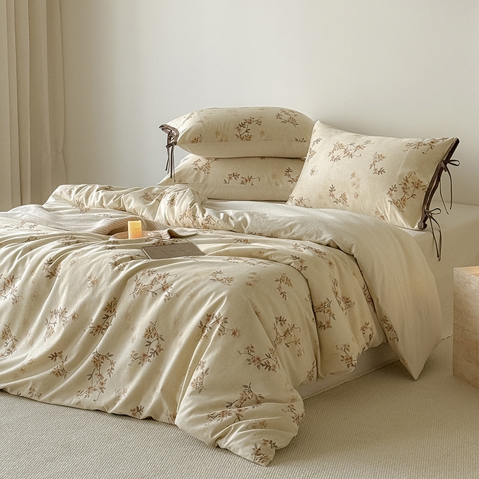 91家纺网 家纺一手货源 找家纺 Mr.pig猪先生水洗棉 2026新款A类棉麻四件套中古风全棉纯棉亚麻被套床单轻奢高档床上用品（供货价联系门市，展示价格为控价） 海棠广玉兰