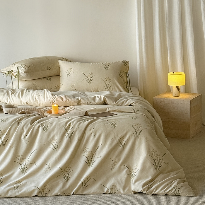 91家纺网 家纺一手货源 找家纺 Mr.pig猪先生水洗棉 2026新款A类棉麻四件套中古风全棉纯棉亚麻被套床单轻奢高档床上用品（供货价联系门市，展示价格为控价） 花韵玉兰