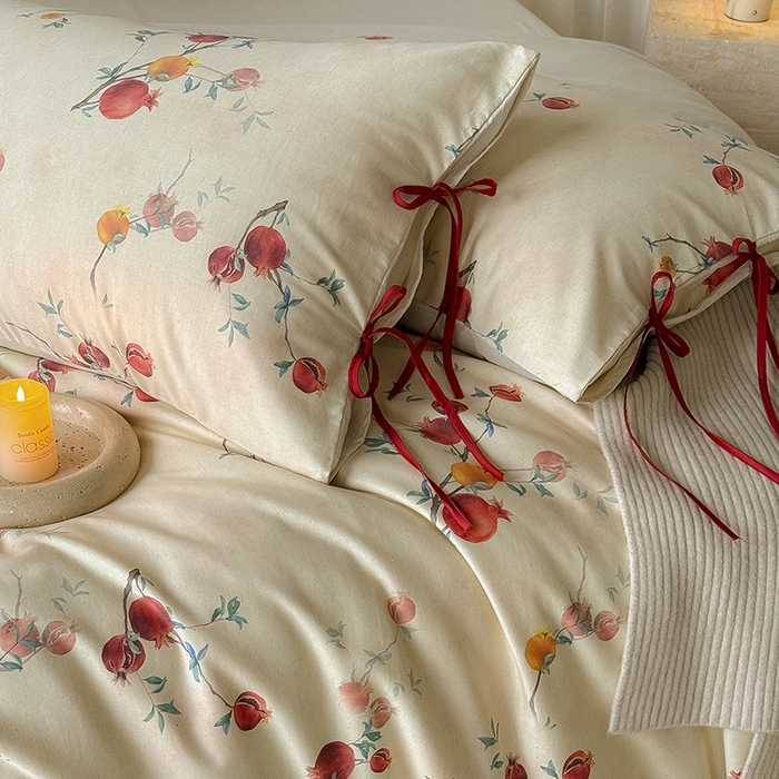 91家纺网 家纺一手货源 找家纺 Mr.pig猪先生水洗棉 2026新款A类棉麻四件套中古风全棉纯棉亚麻被套床单轻奢高档床上用品（供货价联系门市，展示价格为控价） 石榴