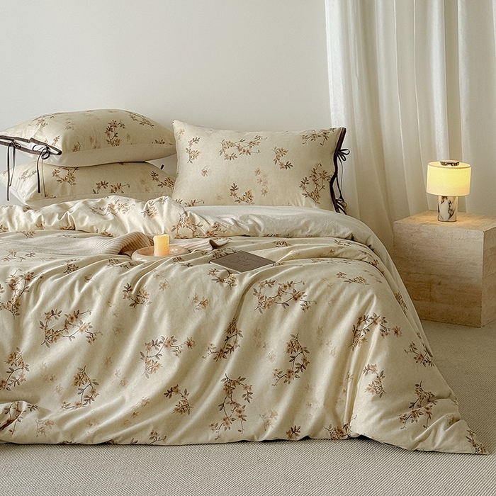 91家纺网 家纺一手货源 找家纺 Mr.pig猪先生水洗棉 2026新款A类棉麻四件套中古风全棉纯棉亚麻被套床单轻奢高档床上用品（供货价联系门市，展示价格为控价） 海棠广玉兰