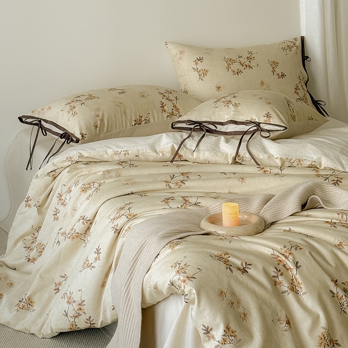 91家纺网 家纺一手货源 找家纺 Mr.pig猪先生水洗棉 2026新款A类棉麻四件套中古风全棉纯棉亚麻被套床单轻奢高档床上用品（供货价联系门市，展示价格为控价） 海棠广玉兰