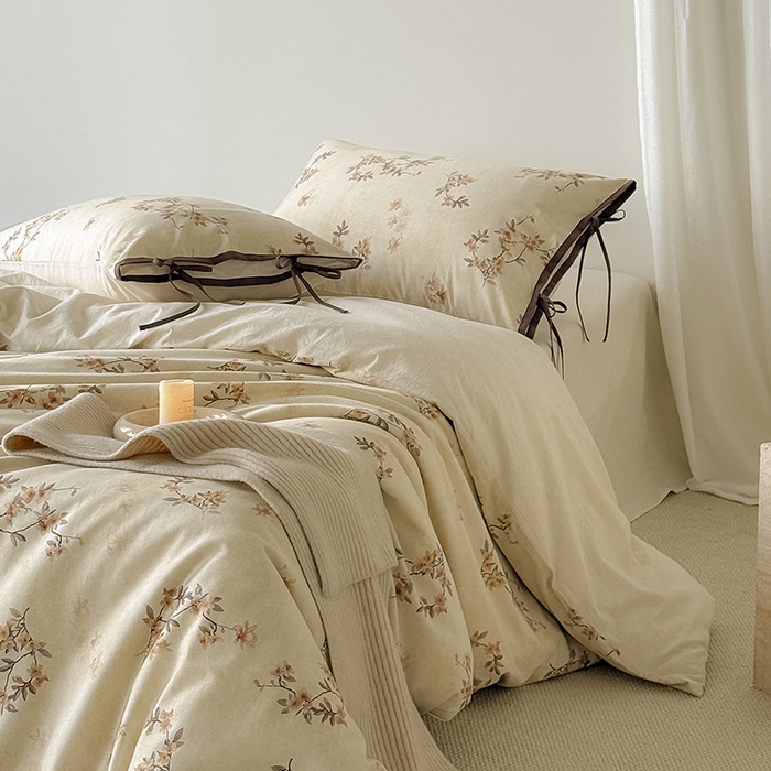 91家纺网 家纺一手货源 找家纺 Mr.pig猪先生水洗棉 2026新款A类棉麻四件套中古风全棉纯棉亚麻被套床单轻奢高档床上用品（供货价联系门市，展示价格为控价） 海棠广玉兰