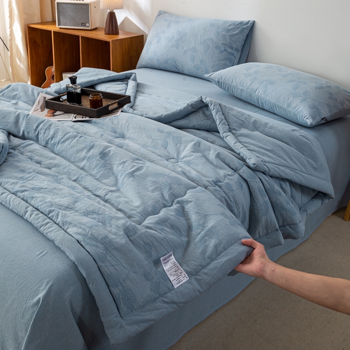 91家纺网 家纺一手货源 找家纺 恋人优选 2026新款樱花叶全棉提花夏被空调被 樱花叶-兰