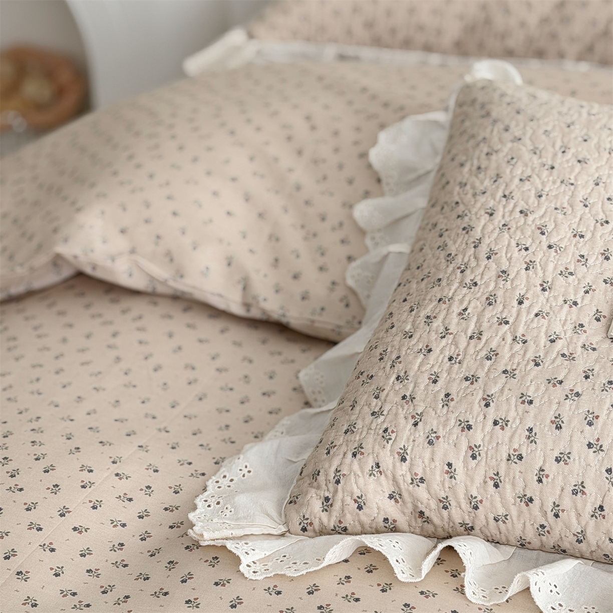 91家纺网 家纺一手货源 找家纺 佰织鑫家居 2026新款全棉法式砂洗棉花床盖款被套四件套 美拉德