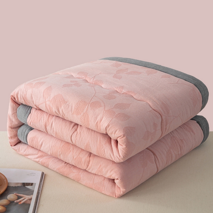 恋人优选 2026新款樱花叶全棉提花夏被空调被 樱花叶-粉