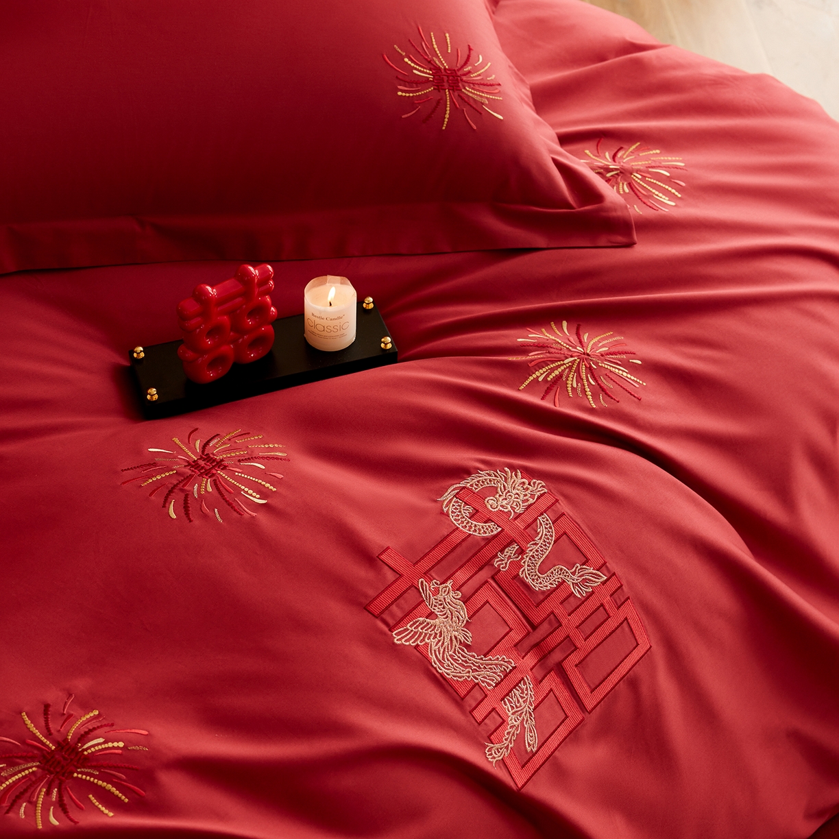 91家纺网 家纺一手货源 找家纺 （总）沐珩家纺 2026新款100S长绒棉贡缎刺绣四件套-烟火印迹