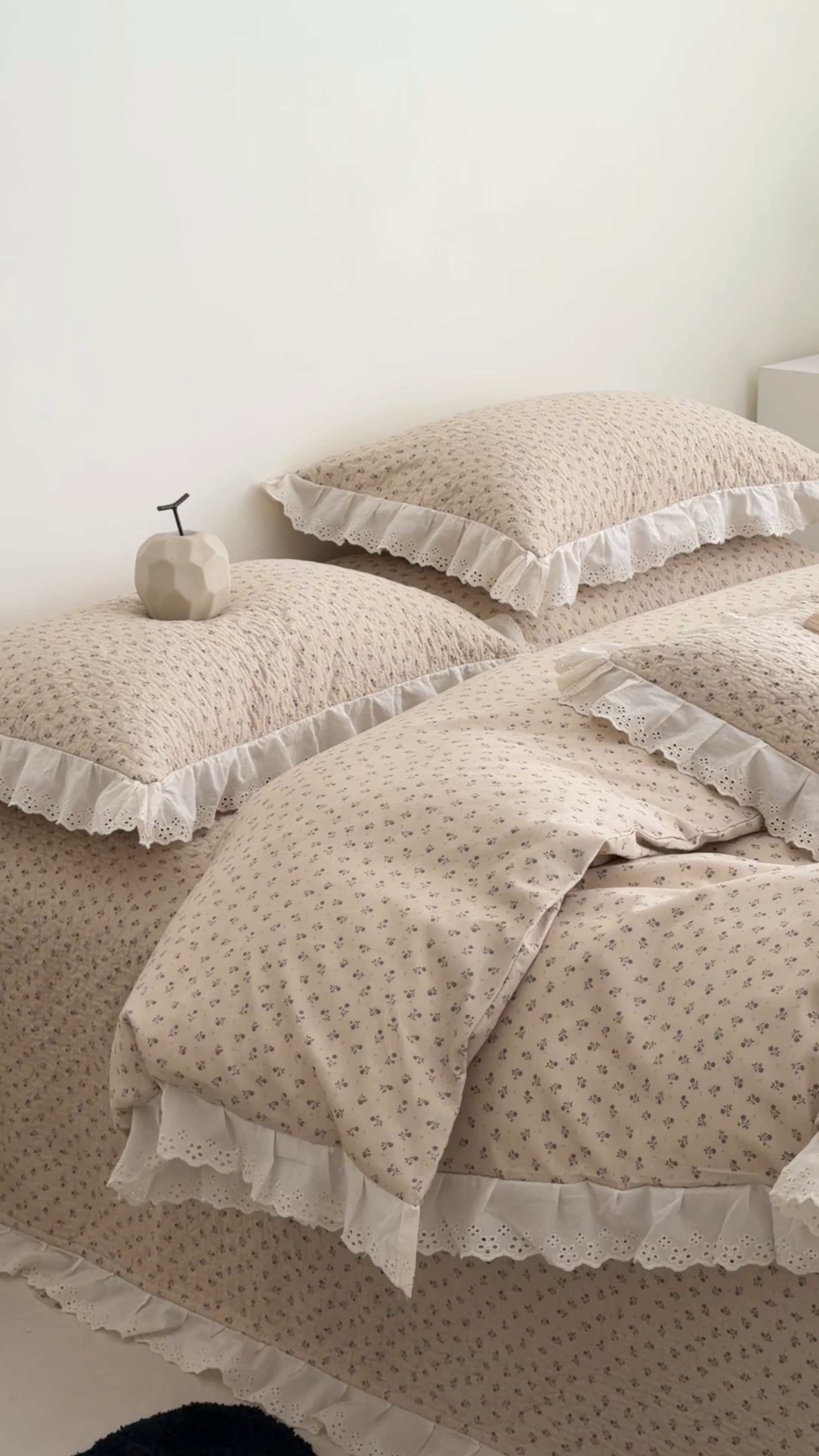 91家纺网 家纺一手货源 找家纺 佰织鑫家居 2026新款全棉法式砂洗棉花床盖款被套四件套 美拉德