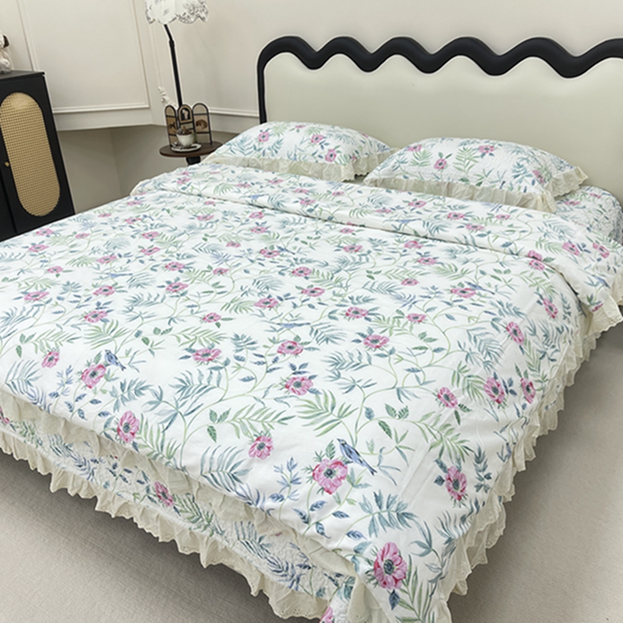 91家纺网 家纺一手货源 找家纺 （总）禧瑞谷 2026新款法式纯棉床盖韩版花边床盖三件套四件套