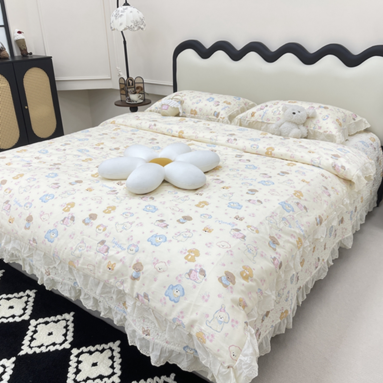 91家纺网 家纺一手货源 找家纺 （总）禧瑞谷 2026新款法式纯棉床盖韩版花边床盖三件套四件套