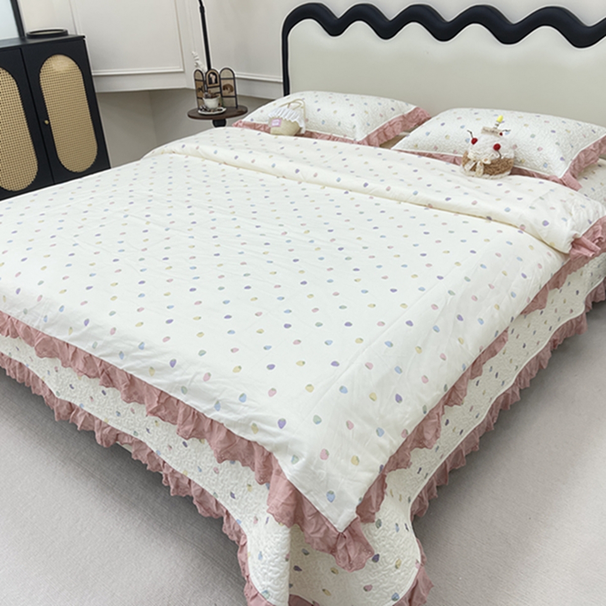 91家纺网 家纺一手货源 找家纺 （总）禧瑞谷 2026新款法式纯棉床盖韩版花边床盖三件套四件套