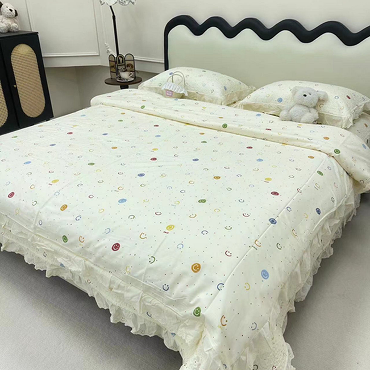 91家纺网 家纺一手货源 找家纺 （总）禧瑞谷 2026新款法式纯棉床盖韩版花边床盖三件套四件套