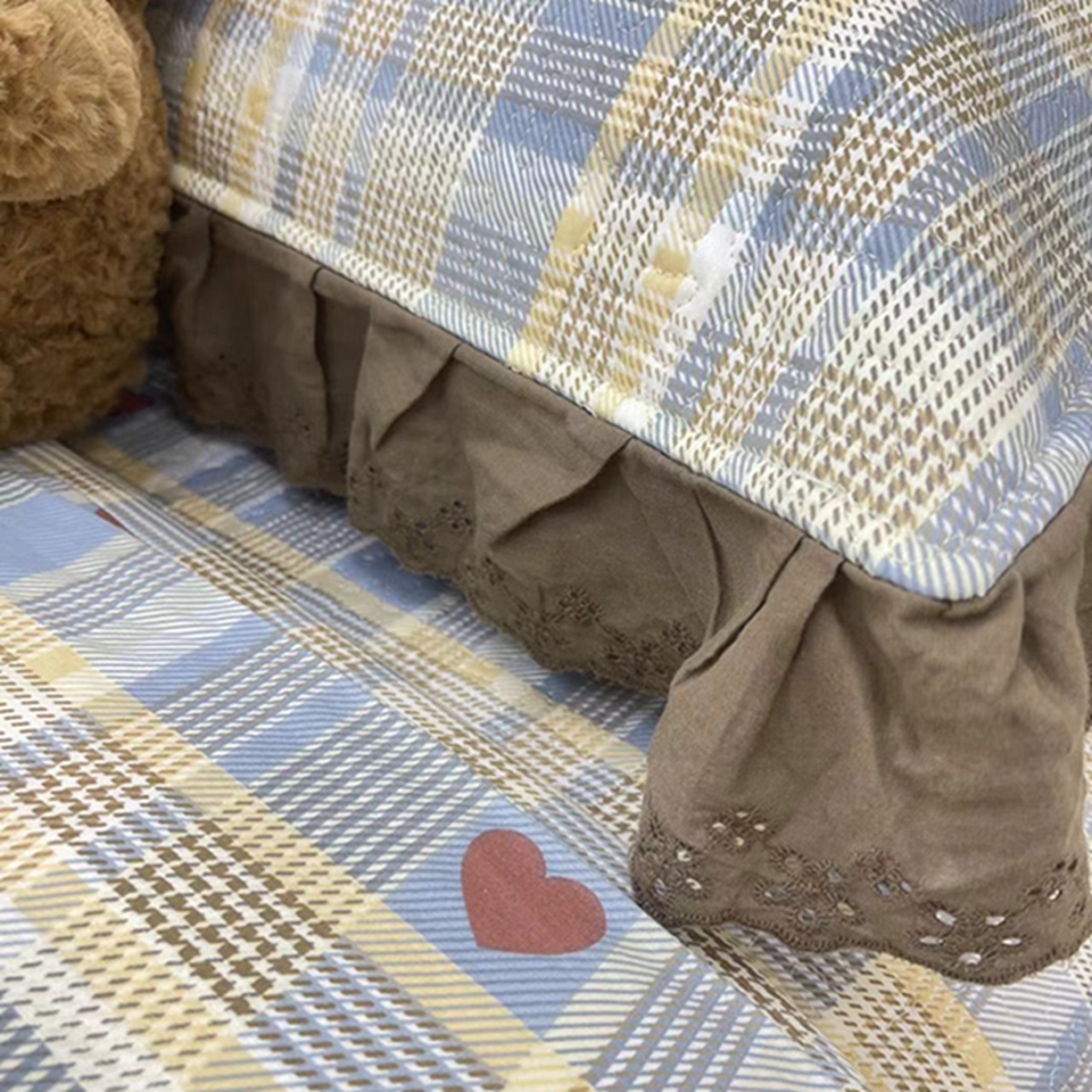 91家纺网 家纺一手货源 找家纺 禧瑞谷 2026新款法式纯棉床盖韩版花边床盖三件套四件套 格调蓝色