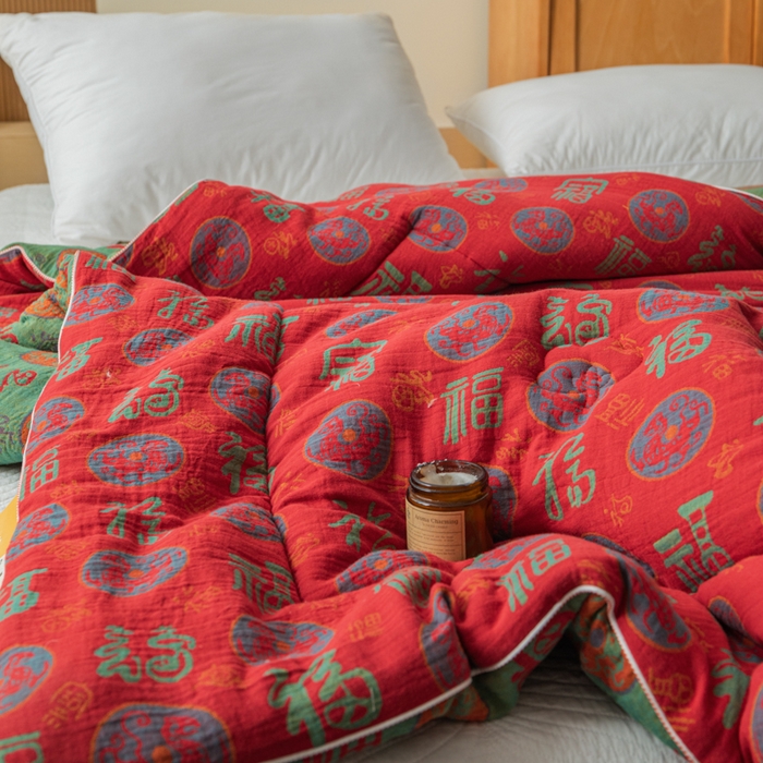 91家纺网 家纺一手货源 找家纺 （总）睡棉坊 2026新款全棉色织提花双层纱夏被夏凉被空调被