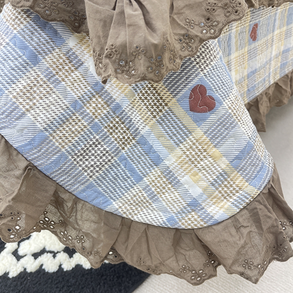 91家纺网 家纺一手货源 找家纺 禧瑞谷 2026新款法式纯棉床盖韩版花边床盖三件套四件套 格调蓝色