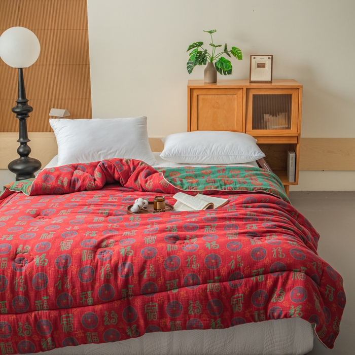 91家纺网 家纺一手货源 找家纺 （总）睡棉坊 2026新款全棉色织提花双层纱夏被夏凉被空调被