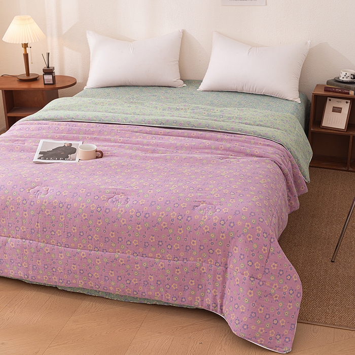 91家纺网 家纺一手货源 找家纺 睡棉坊 2026新款全棉色织提花双层纱夏被夏凉被空调被 雪花飘