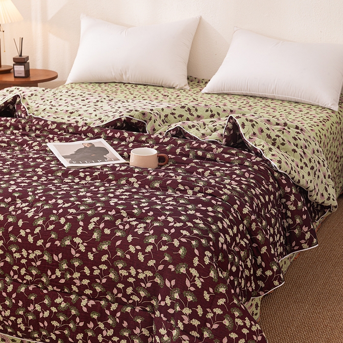 91家纺网 家纺一手货源 找家纺 睡棉坊 2026新款全棉色织提花双层纱夏被夏凉被空调被 繁华