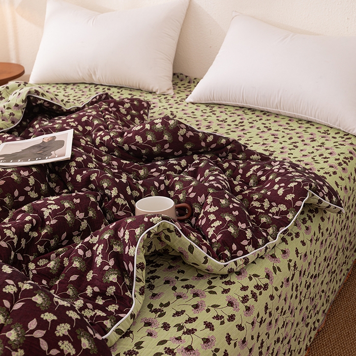 91家纺网 家纺一手货源 找家纺 睡棉坊 2026新款全棉色织提花双层纱夏被夏凉被空调被 繁华