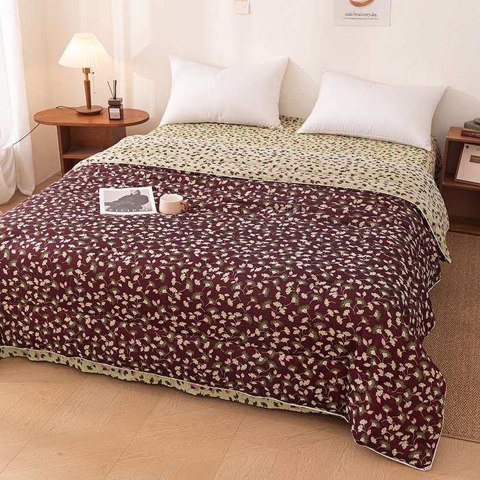 91家纺网 家纺一手货源 找家纺 睡棉坊 2026新款全棉色织提花双层纱夏被夏凉被空调被 繁华