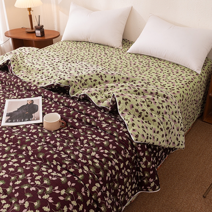 91家纺网 家纺一手货源 找家纺 睡棉坊 2026新款全棉色织提花双层纱夏被夏凉被空调被 繁华