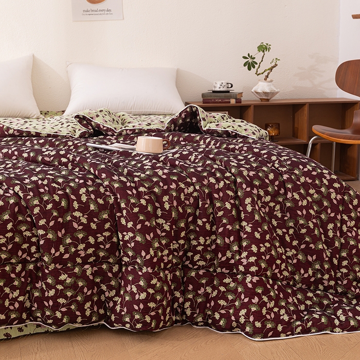 91家纺网 家纺一手货源 找家纺 睡棉坊 2026新款全棉色织提花双层纱夏被夏凉被空调被 繁华