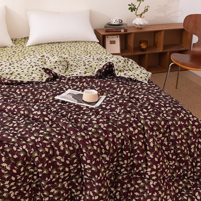 91家纺网 家纺一手货源 找家纺 睡棉坊 2026新款全棉色织提花双层纱夏被夏凉被空调被 繁华