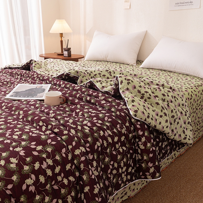 91家纺网 家纺一手货源 找家纺 睡棉坊 2026新款全棉色织提花双层纱夏被夏凉被空调被 繁华