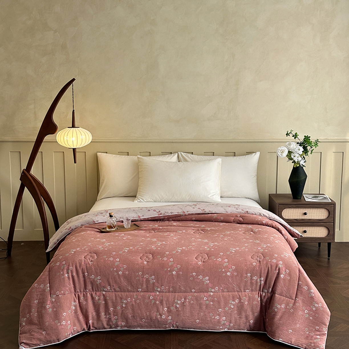 91家纺网 家纺一手货源 找家纺 睡棉坊 2026新款全棉色织提花双层纱夏被夏凉被空调被 雪梅