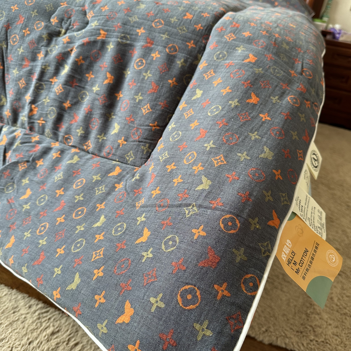 91家纺网 家纺一手货源 找家纺 睡棉坊 2026新款全棉色织提花双层纱夏被夏凉被空调被 絮语朦胧