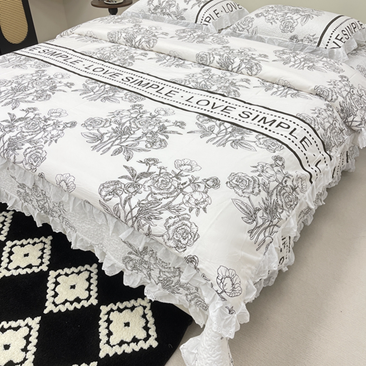 91家纺网 家纺一手货源 找家纺 禧瑞谷 2026新款法式纯棉床盖韩版花边床盖三件套四件套 梦境