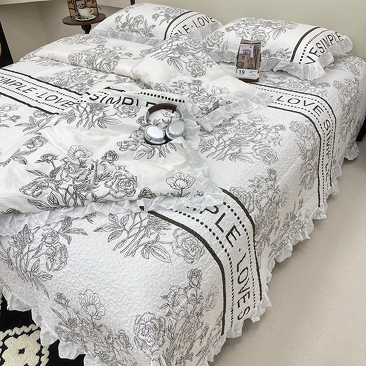 91家纺网 家纺一手货源 找家纺 禧瑞谷 2026新款法式纯棉床盖韩版花边床盖三件套四件套 梦境