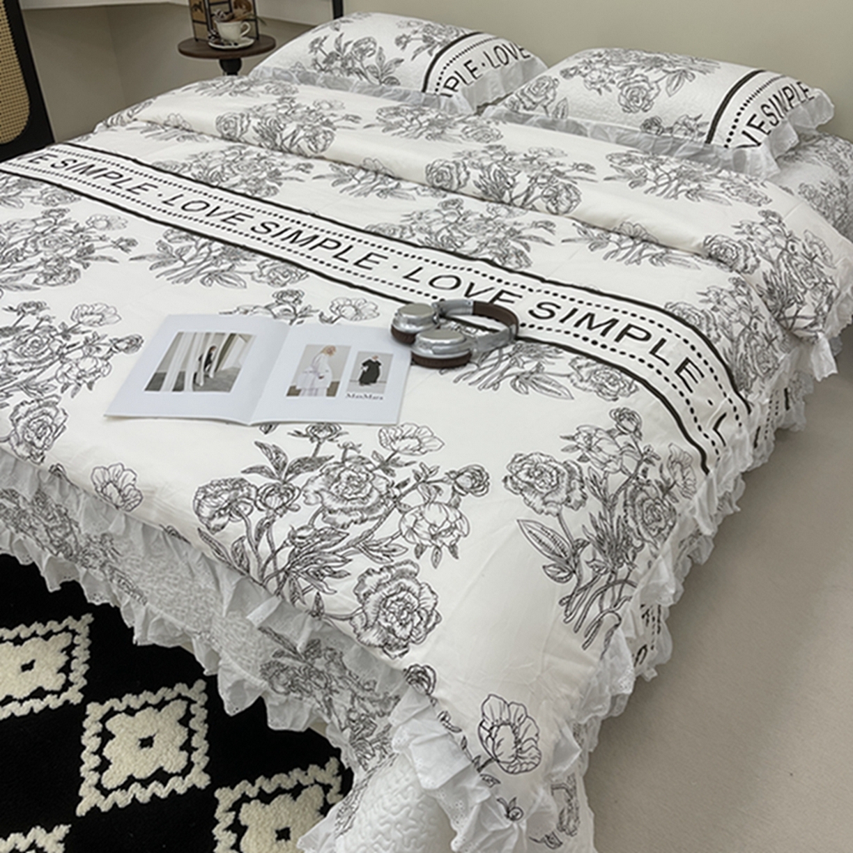 91家纺网 家纺一手货源 找家纺 禧瑞谷 2026新款法式纯棉床盖韩版花边床盖三件套四件套 梦境