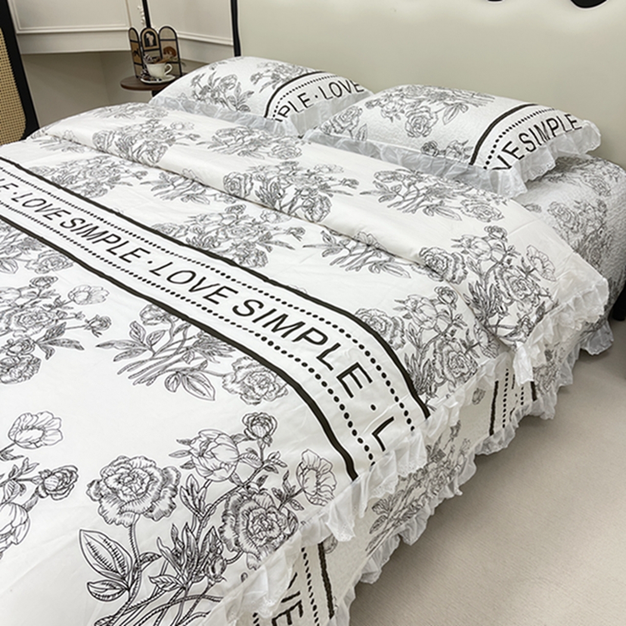 91家纺网 家纺一手货源 找家纺 禧瑞谷 2026新款法式纯棉床盖韩版花边床盖三件套四件套 梦境