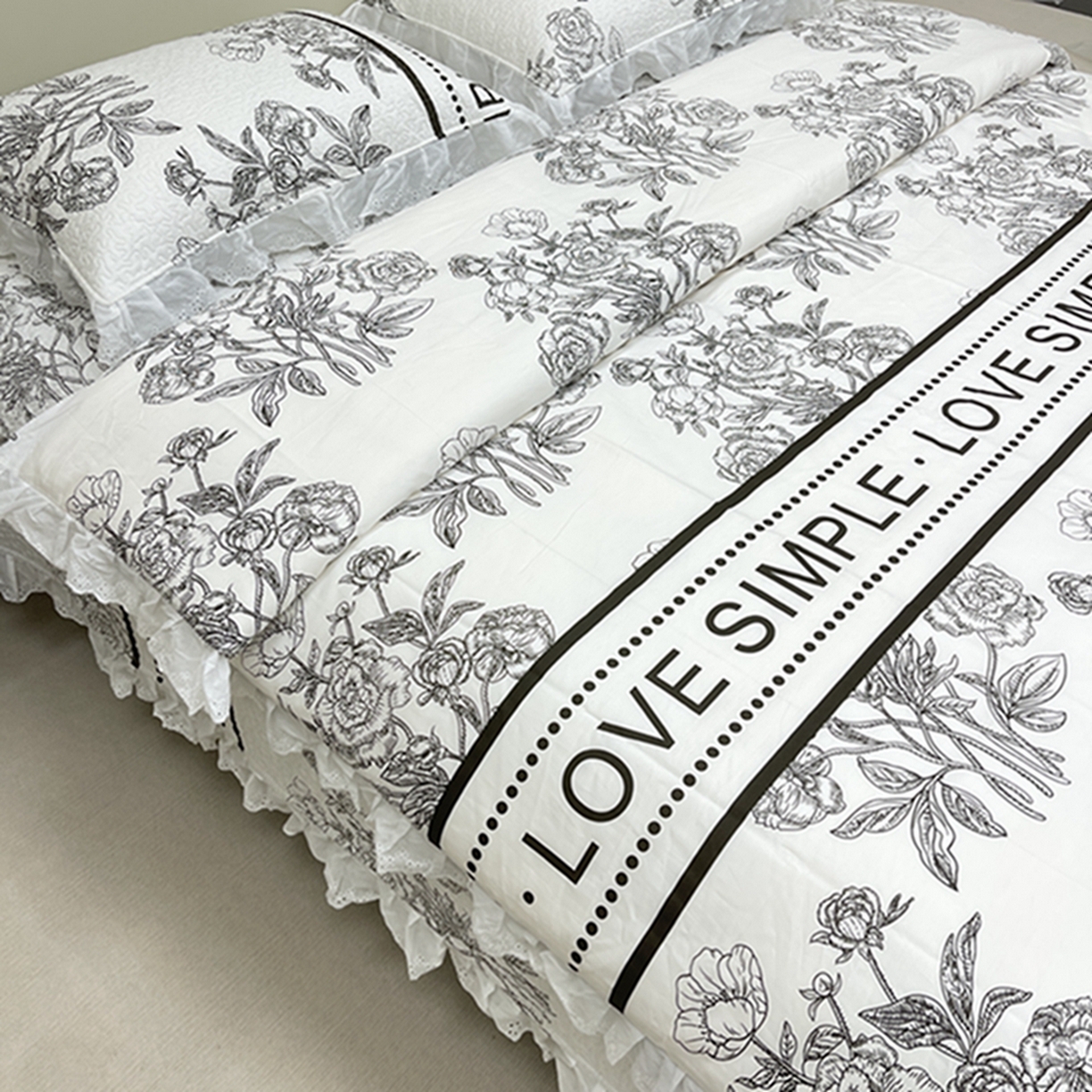 91家纺网 家纺一手货源 找家纺 禧瑞谷 2026新款法式纯棉床盖韩版花边床盖三件套四件套 梦境