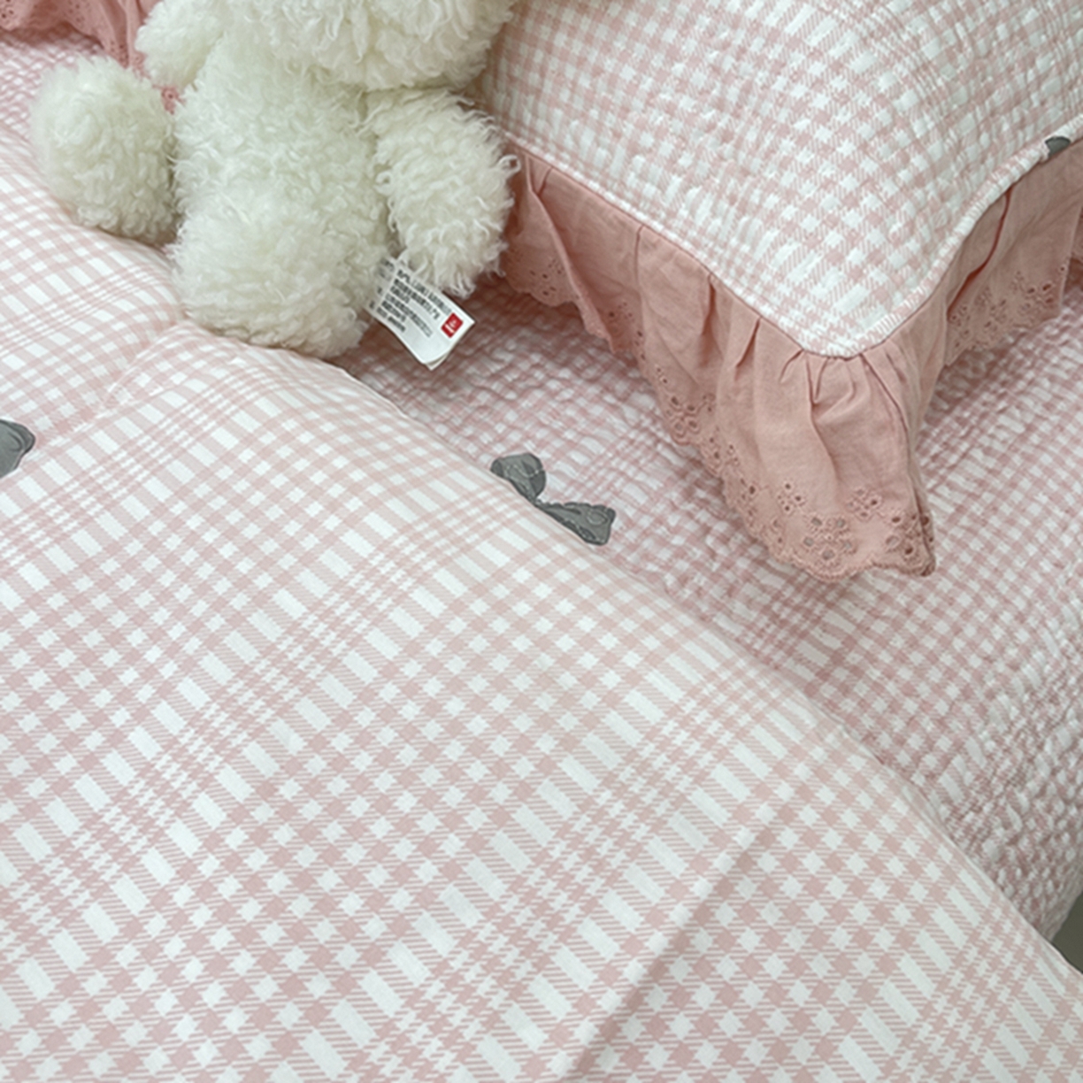 91家纺网 家纺一手货源 找家纺 禧瑞谷 2026新款法式纯棉床盖韩版花边床盖三件套四件套 缪格子蝴蝶结