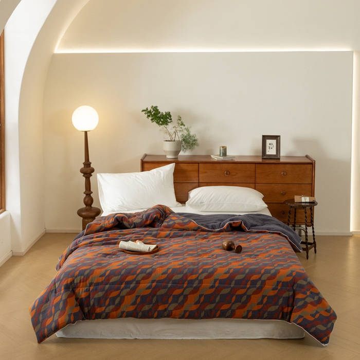 91家纺网 家纺一手货源 找家纺 睡棉坊 2026新款全棉色织提花双层纱夏被夏凉被空调被 连接